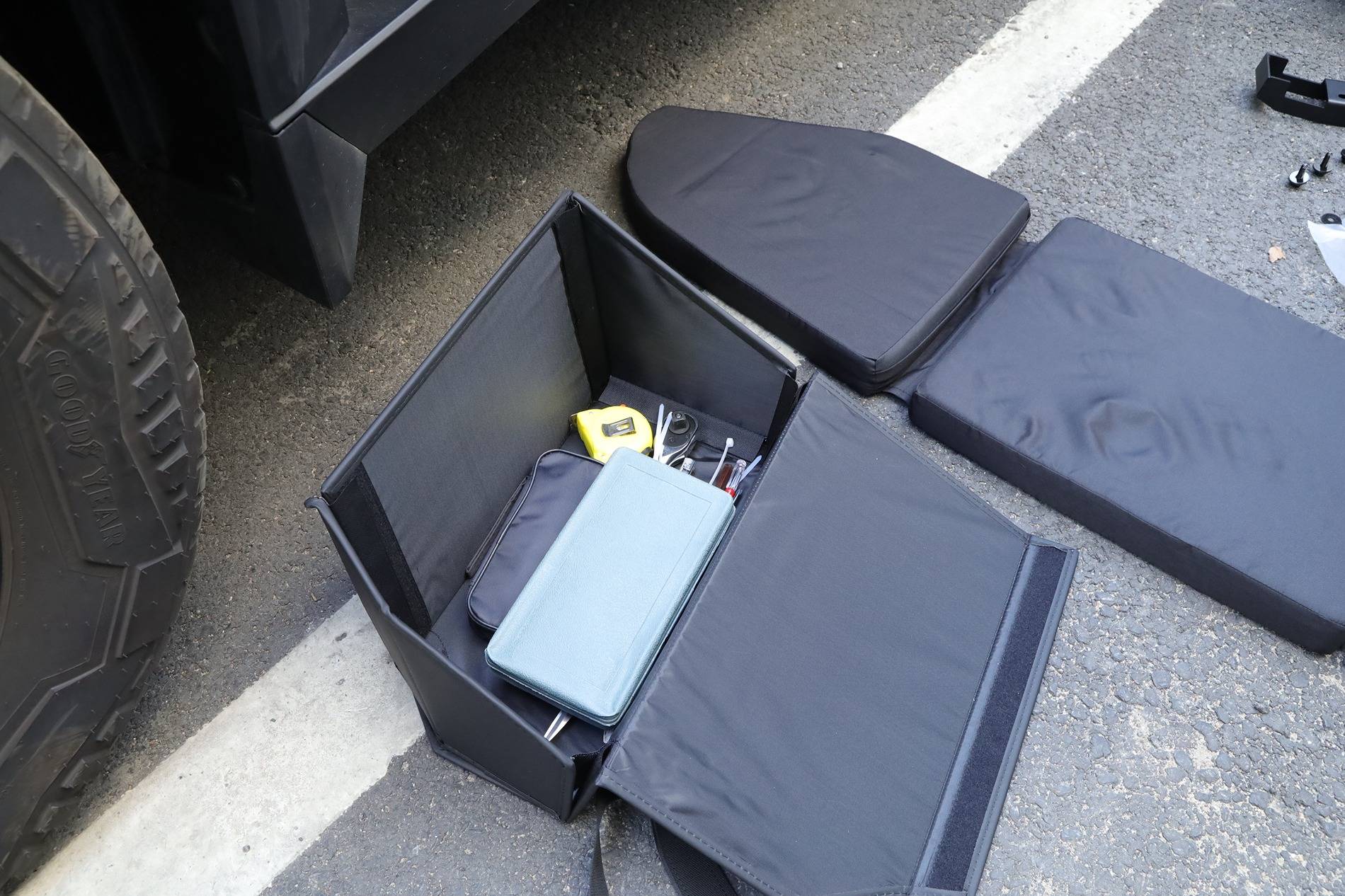 Tesla Cybertruck Daily Use Sharing: Cybertruck Frunk Seat Cushion - Teslaunch cushion (2)