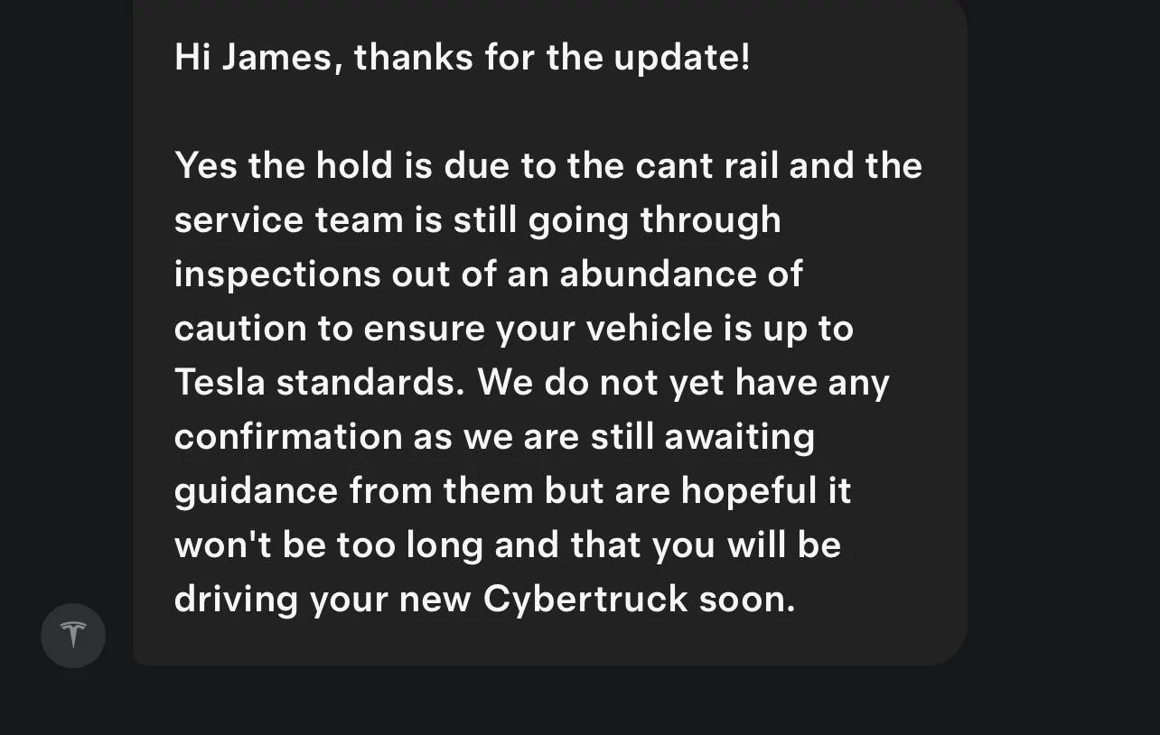 Tesla Cybertruck delayed delivery due to inspection? IMG_2522