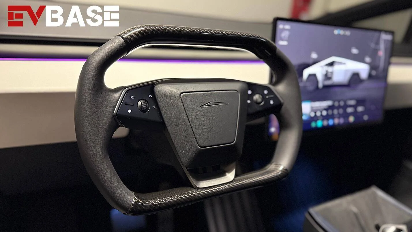Tesla Cybertruck Carbon Fiber Steering Wheel Covers Upgrade [EVBASE] fghdfghdfgh
