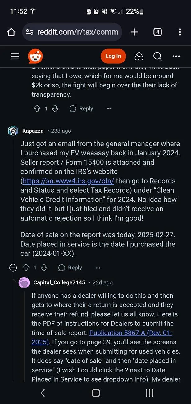 Tesla Cybertruck Major mistake by (CPA!) with Commercial Clean Vehicle Tax Credit Screenshot_20250322-115224_Chrom