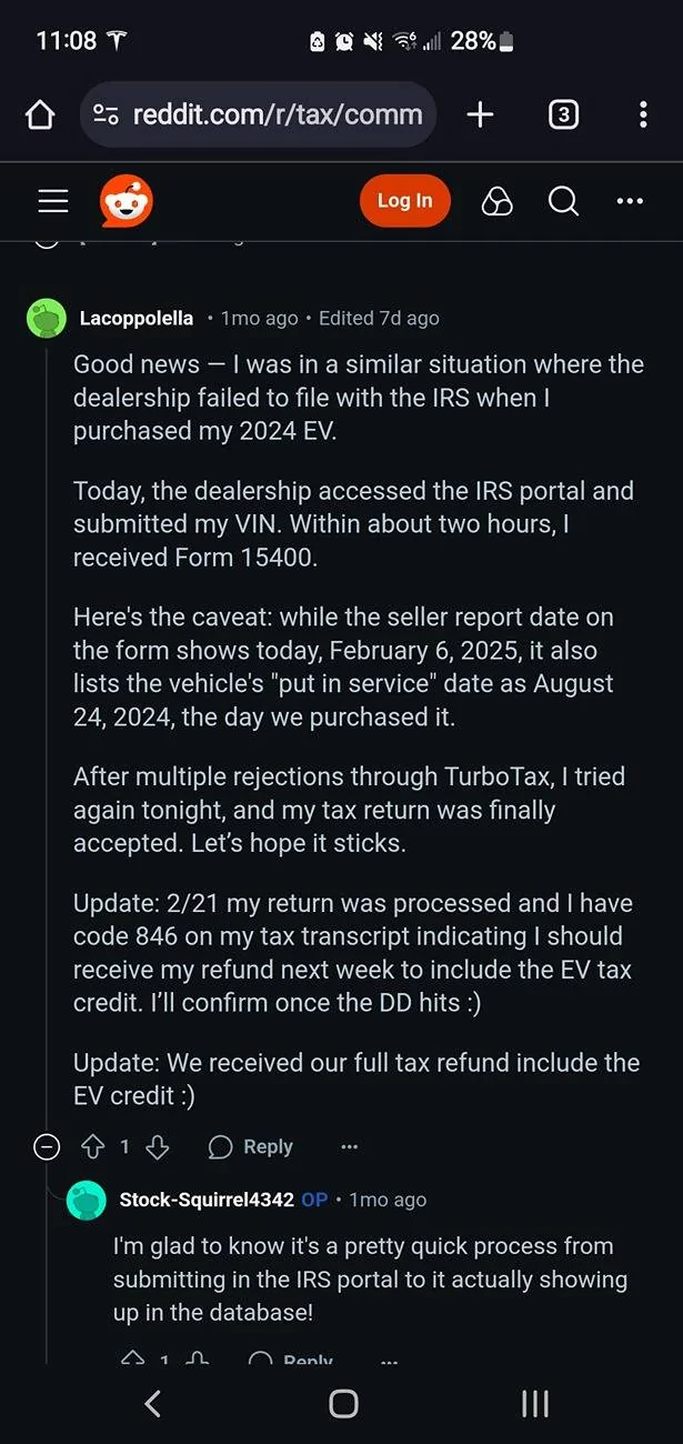Tesla Cybertruck Major mistake by (CPA!) with Commercial Clean Vehicle Tax Credit Screenshot_20250322-110827_Chrom