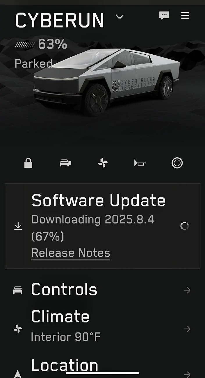 Tesla Cybertruck Update 2025.8.4 IMG_1702