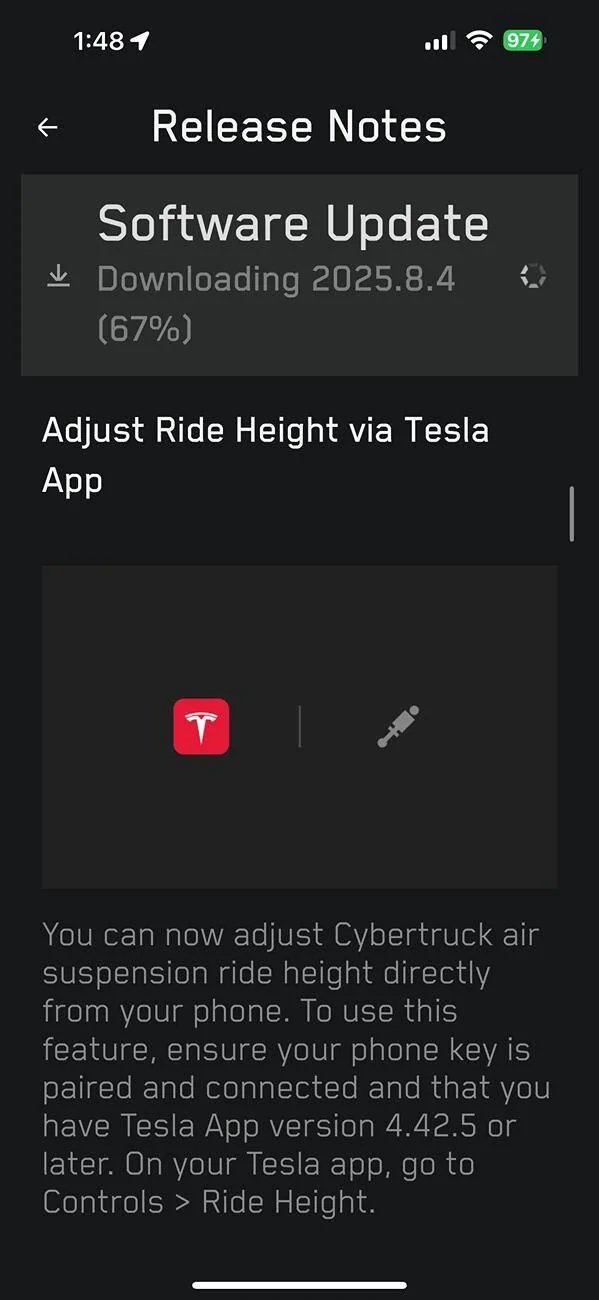 Tesla Cybertruck Update 2025.8.4 IMG_1705