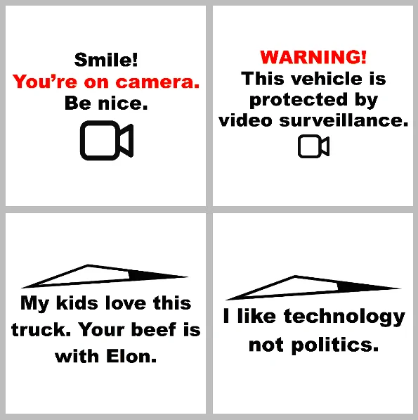 Tesla Cybertruck Magnetic Security Signs for Cybertruck Stickers