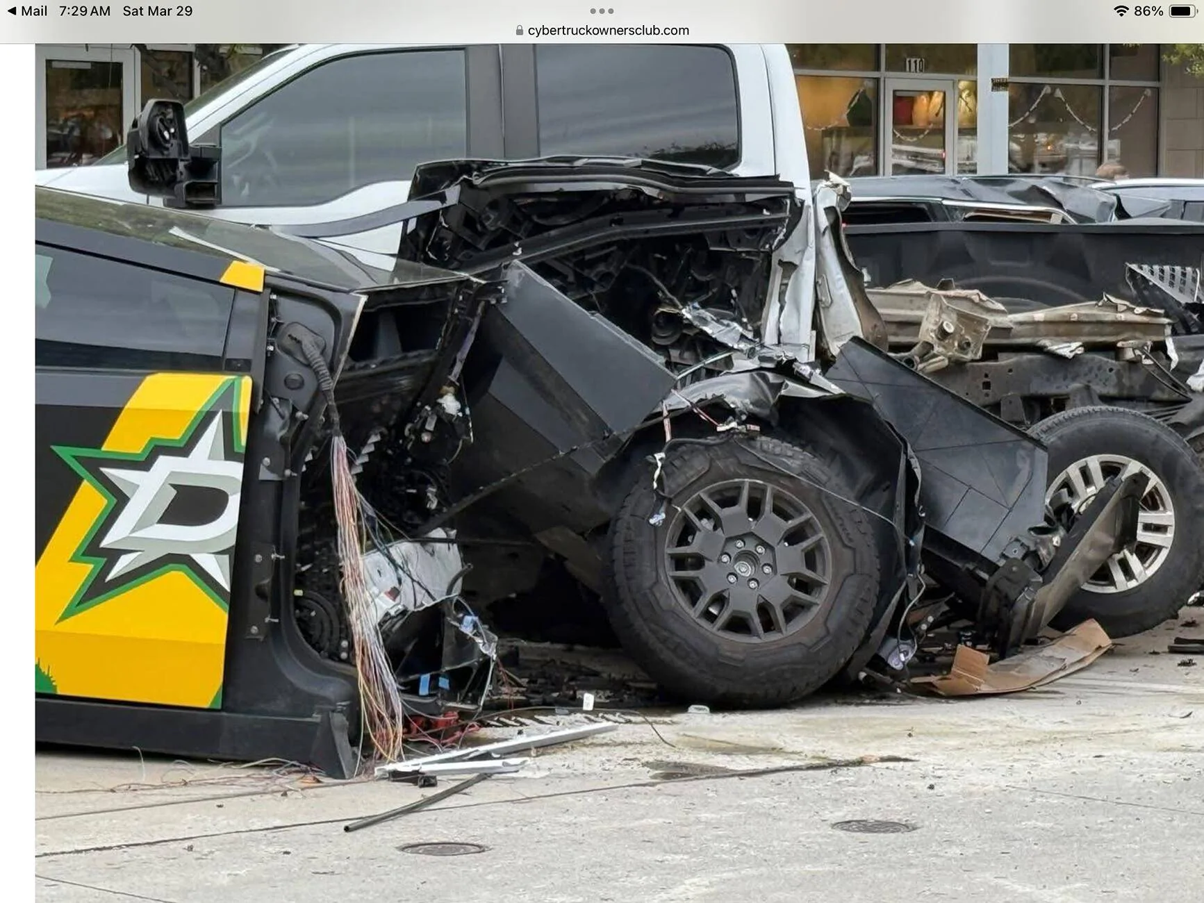 Tesla Cybertruck Cybertruck split in half in multi-car accident in Frisco, TX IMG_2367