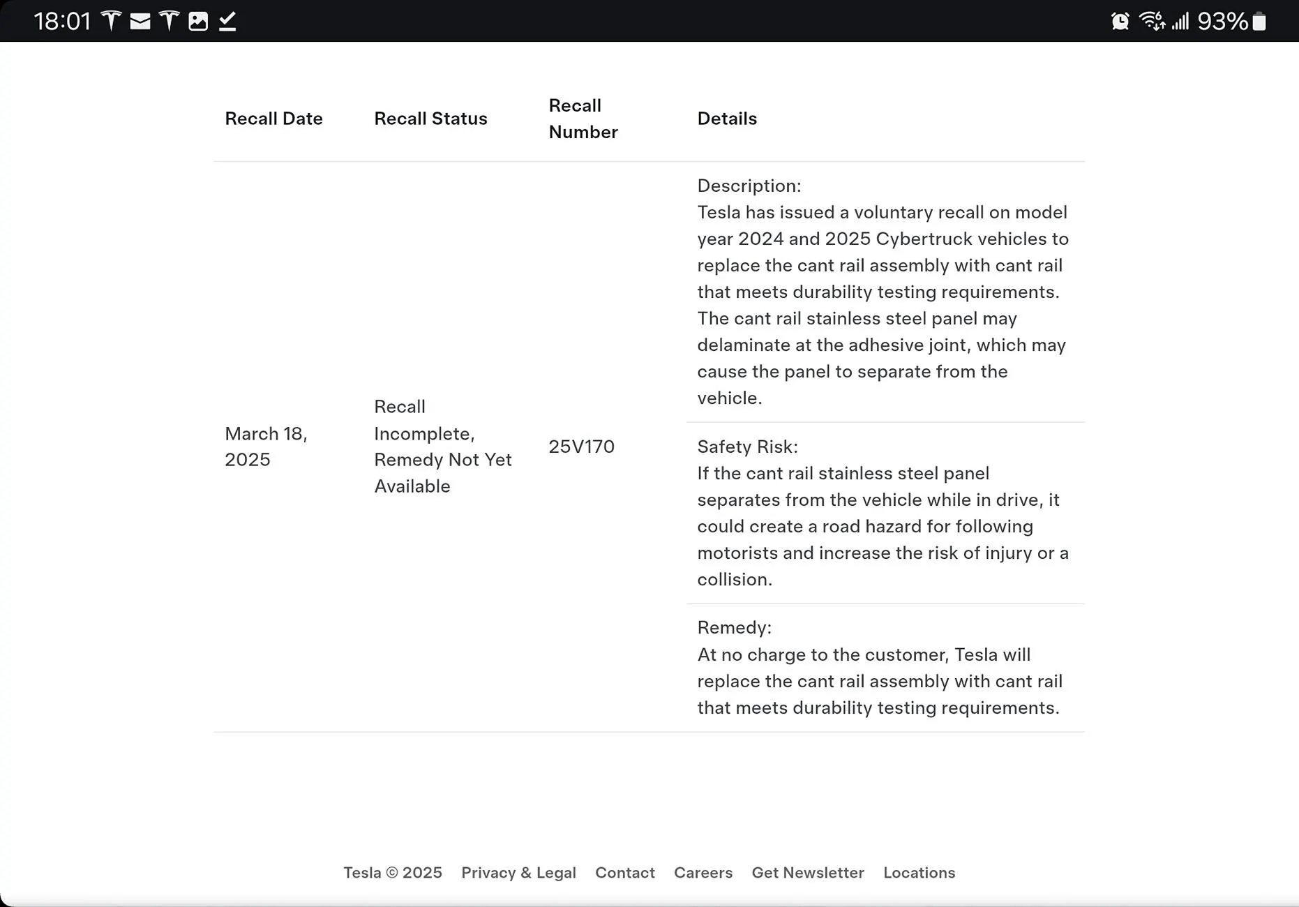 Tesla Cybertruck Cant Rail Replacement Fix - Service Bulletin (SB-25-10-001) published yesterday Screenshot_20250329_180122_Chrom