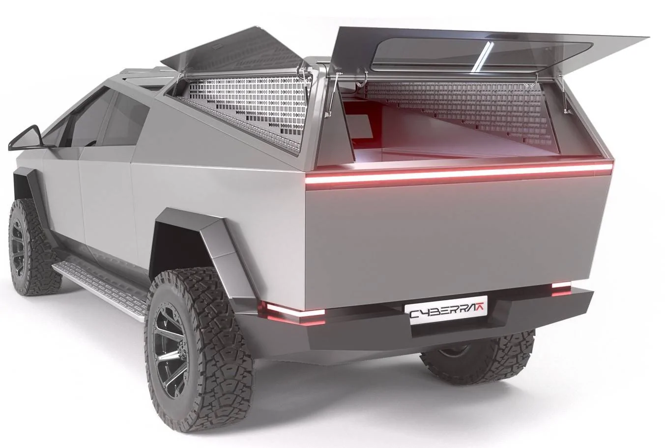 Tesla Cybertruck Stainless tailgate cap and sail panels Full+Size+CT+Renders-7