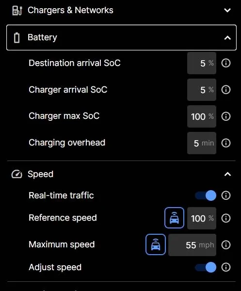 Tesla Cybertruck Way to customize range for Cybertruck when towing a trailer 2025-03-30 09_08_11-ABRP - A Better Routeplanner