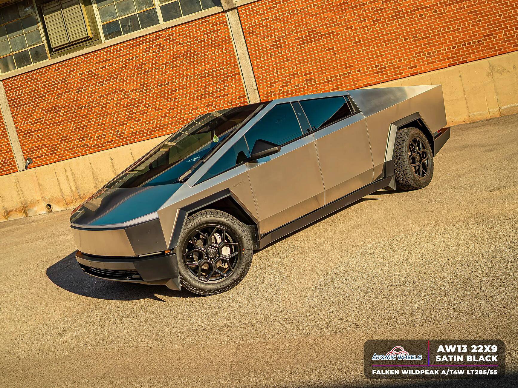 Tesla Cybertruck Fully Forged Atomic Wheels for Tesla Cybetruck AW13_22_SatinBlack_CT_Stamp_4