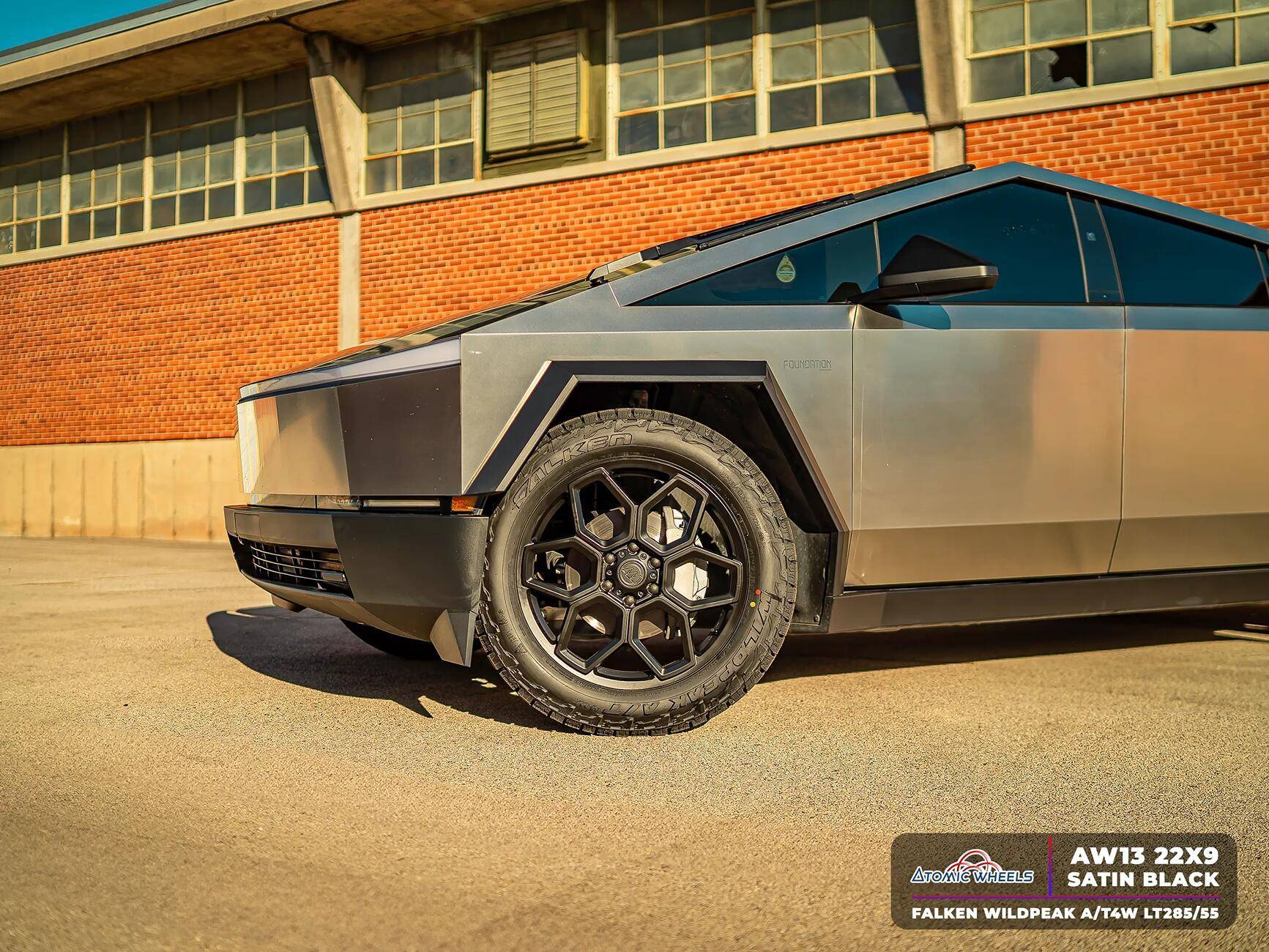 Tesla Cybertruck New: AW13 Atomic Wheels For Cybertruck aw13_22_satinblack_ct_stamp_2-pn