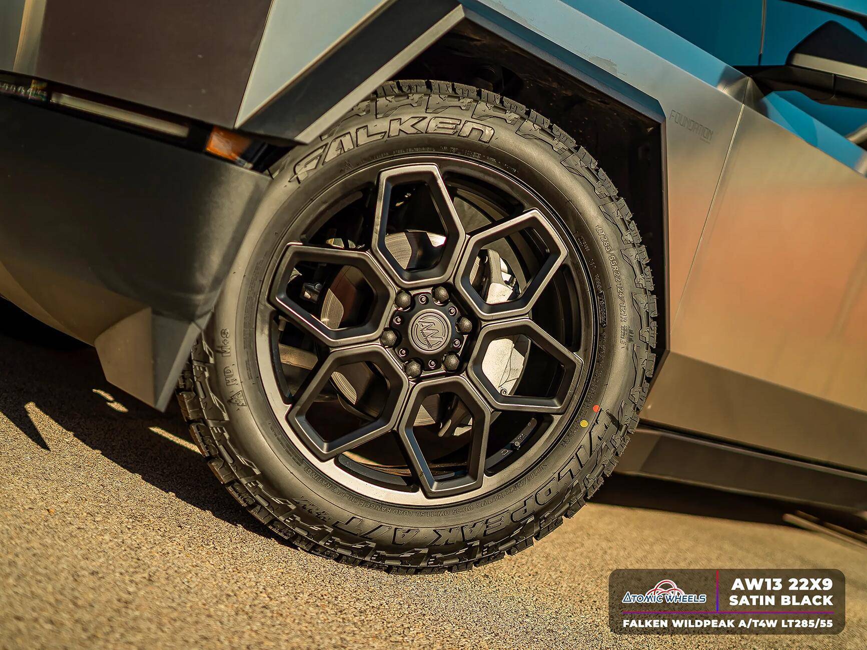 Tesla Cybertruck New: AW13 Atomic Wheels For Cybertruck aw13_22_satinblack_ct_stamp_3-
