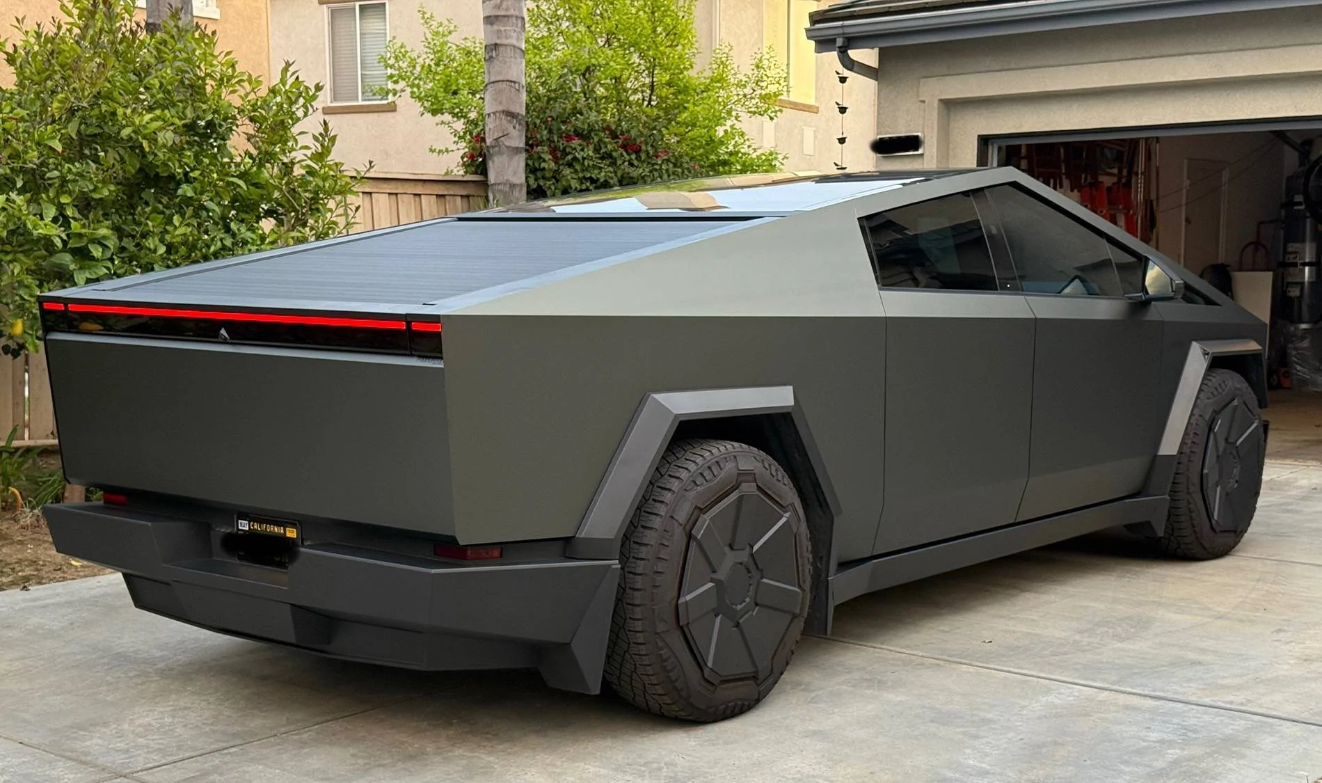 Tesla Cybertruck Twraps Matte Mysterious Green Self-Install Wrap Done IMG_5147