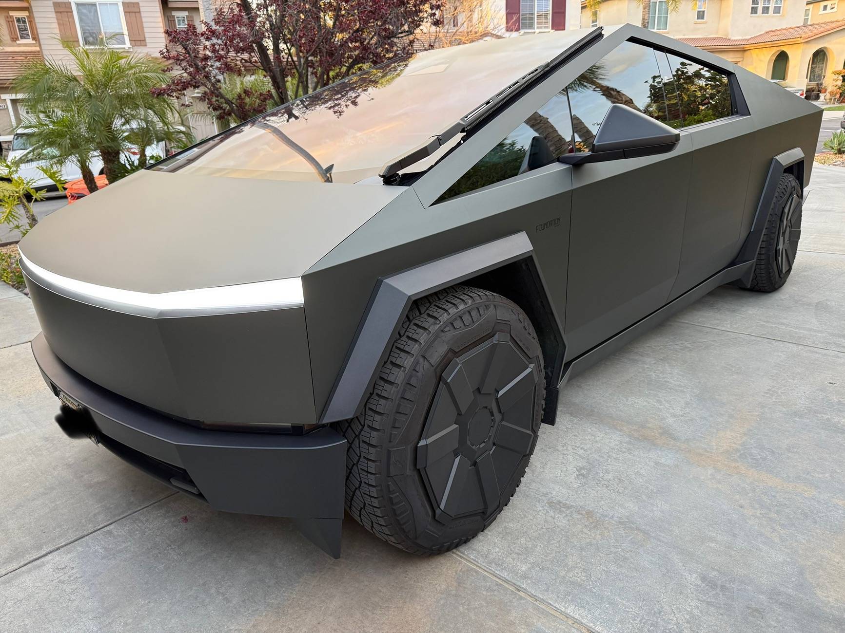 Tesla Cybertruck Twraps Matte Mysterious Green Self-Install Wrap Done IMG_5145