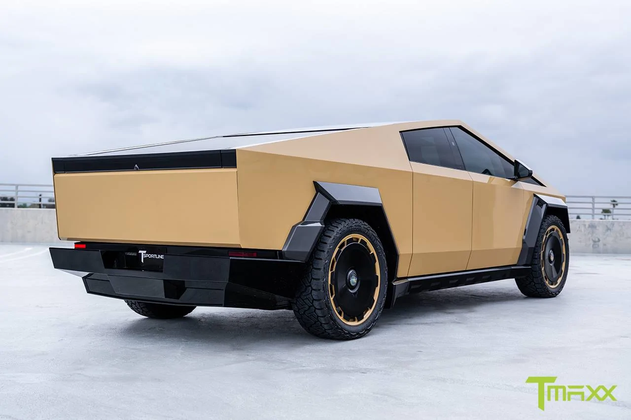 Tesla Cybertruck Custom Cybertruck Build - T Sportline - Wide Body Carbon Fiber / Full Custom Interior / Color PPF & Custom Match Wheels / Big Brake Kit tmaxx-gloss-coffee-crema-tesla-cybertruck-ctm-24-inch-custom-painted-wheels-03