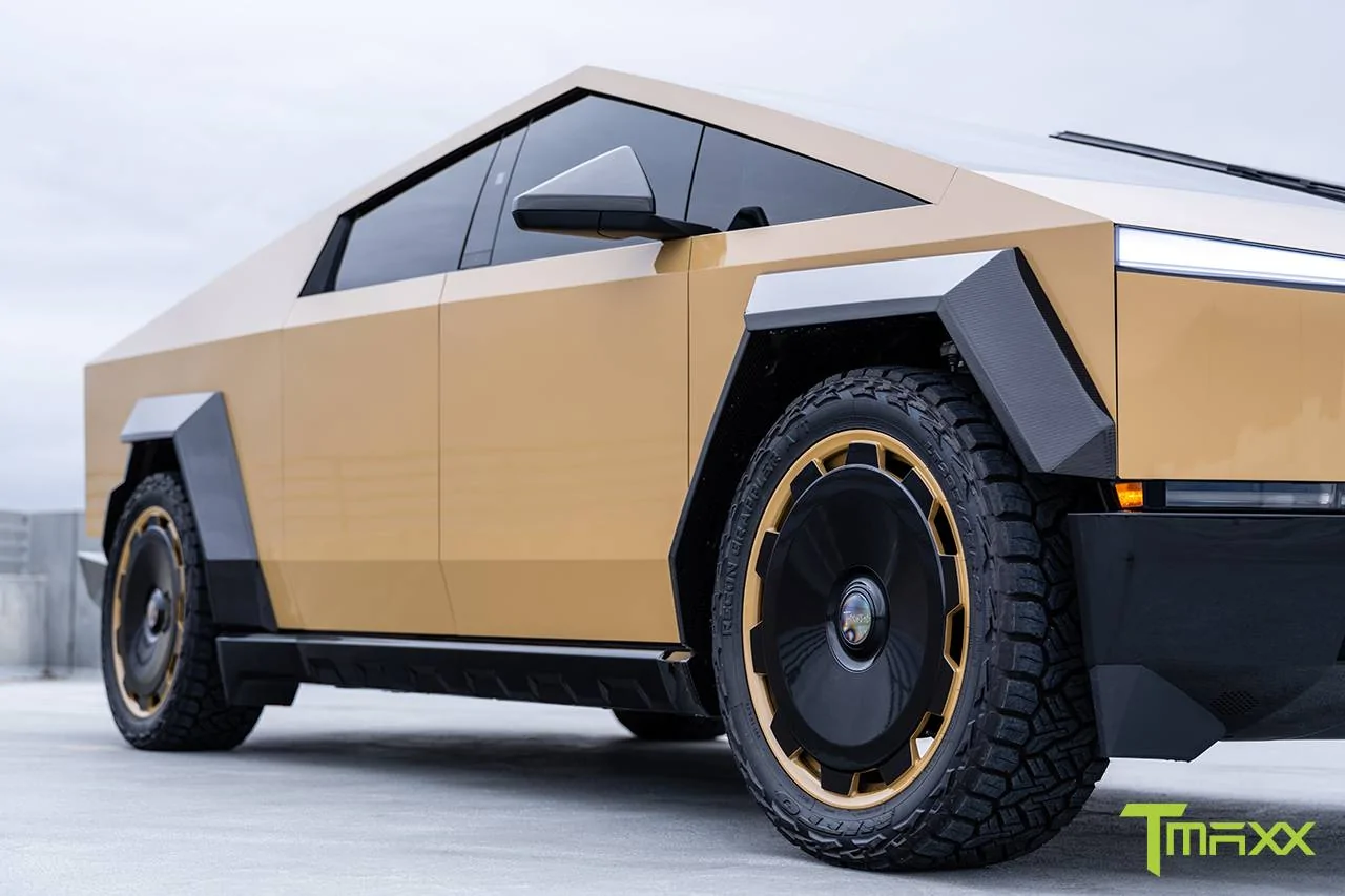 Tesla Cybertruck Custom Cybertruck Build - T Sportline - Wide Body Carbon Fiber / Full Custom Interior / Color PPF & Custom Match Wheels / Big Brake Kit tmaxx-gloss-coffee-crema-tesla-cybertruck-ctm-24-inch-custom-painted-wheels-07