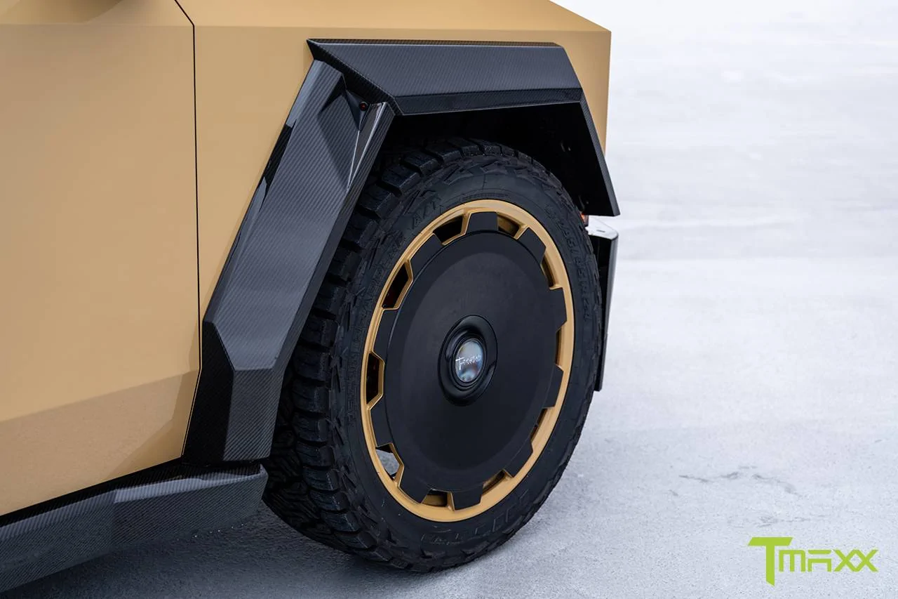 Tesla Cybertruck Custom Cybertruck Build - T Sportline - Wide Body Carbon Fiber / Full Custom Interior / Color PPF & Custom Match Wheels / Big Brake Kit tmaxx-gloss-coffee-crema-tesla-cybertruck-ctm-24-inch-custom-painted-wheels-13
