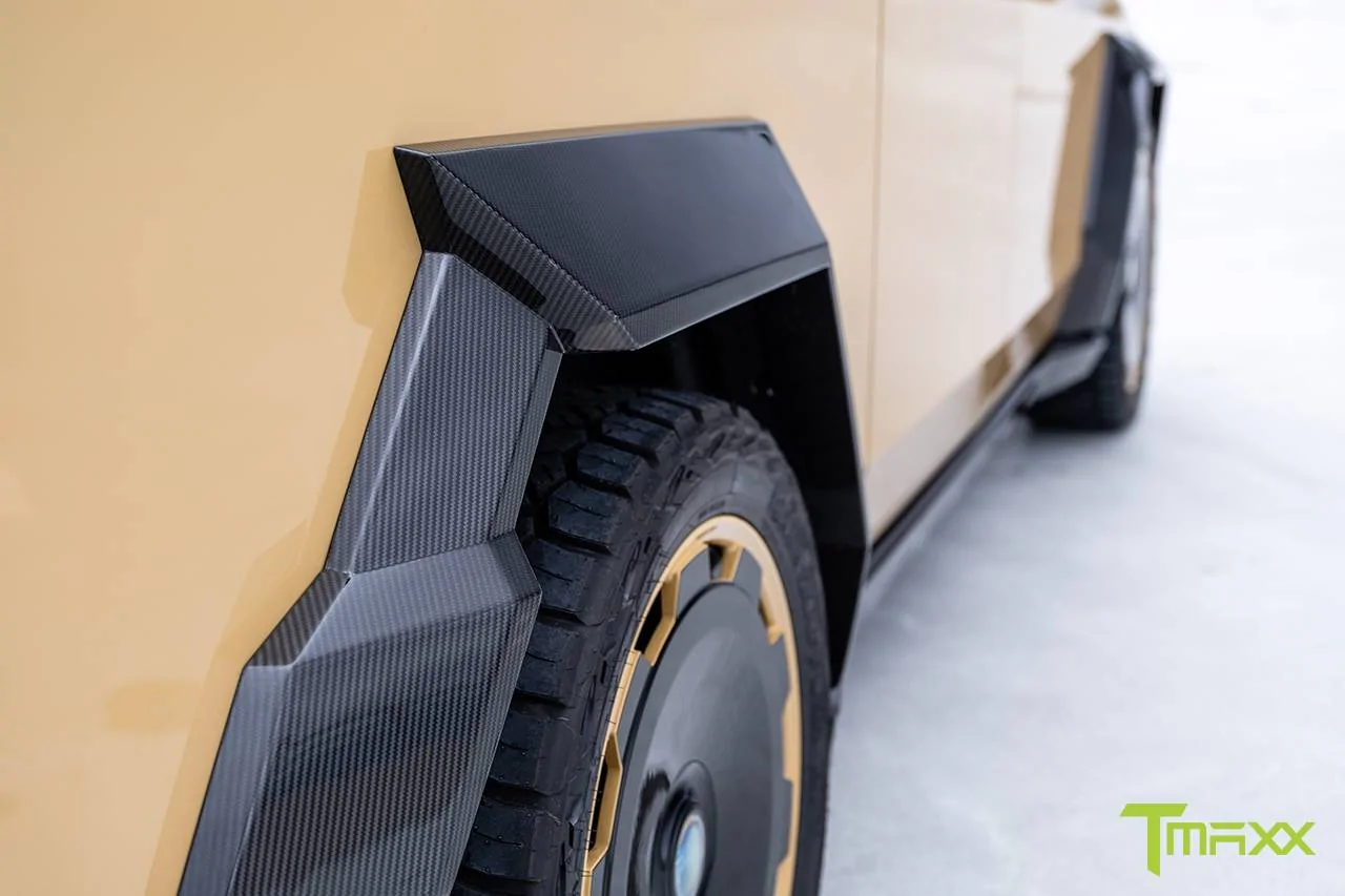 Tesla Cybertruck Custom Cybertruck Build - T Sportline - Wide Body Carbon Fiber / Full Custom Interior / Color PPF & Custom Match Wheels / Big Brake Kit tmaxx-gloss-coffee-crema-tesla-cybertruck-ctm-24-inch-custom-painted-wheels-16