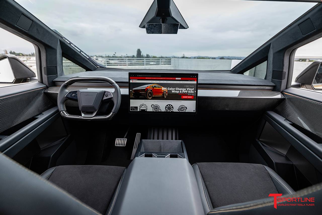 Tesla Cybertruck Custom Cybertruck Build - T Sportline - Wide Body Carbon Fiber / Full Custom Interior / Color PPF & Custom Match Wheels / Big Brake Kit tmaxx-gloss-coffee-crema-tesla-cybertruck-ferrari-black-leather-monza-suede-upgrade-02