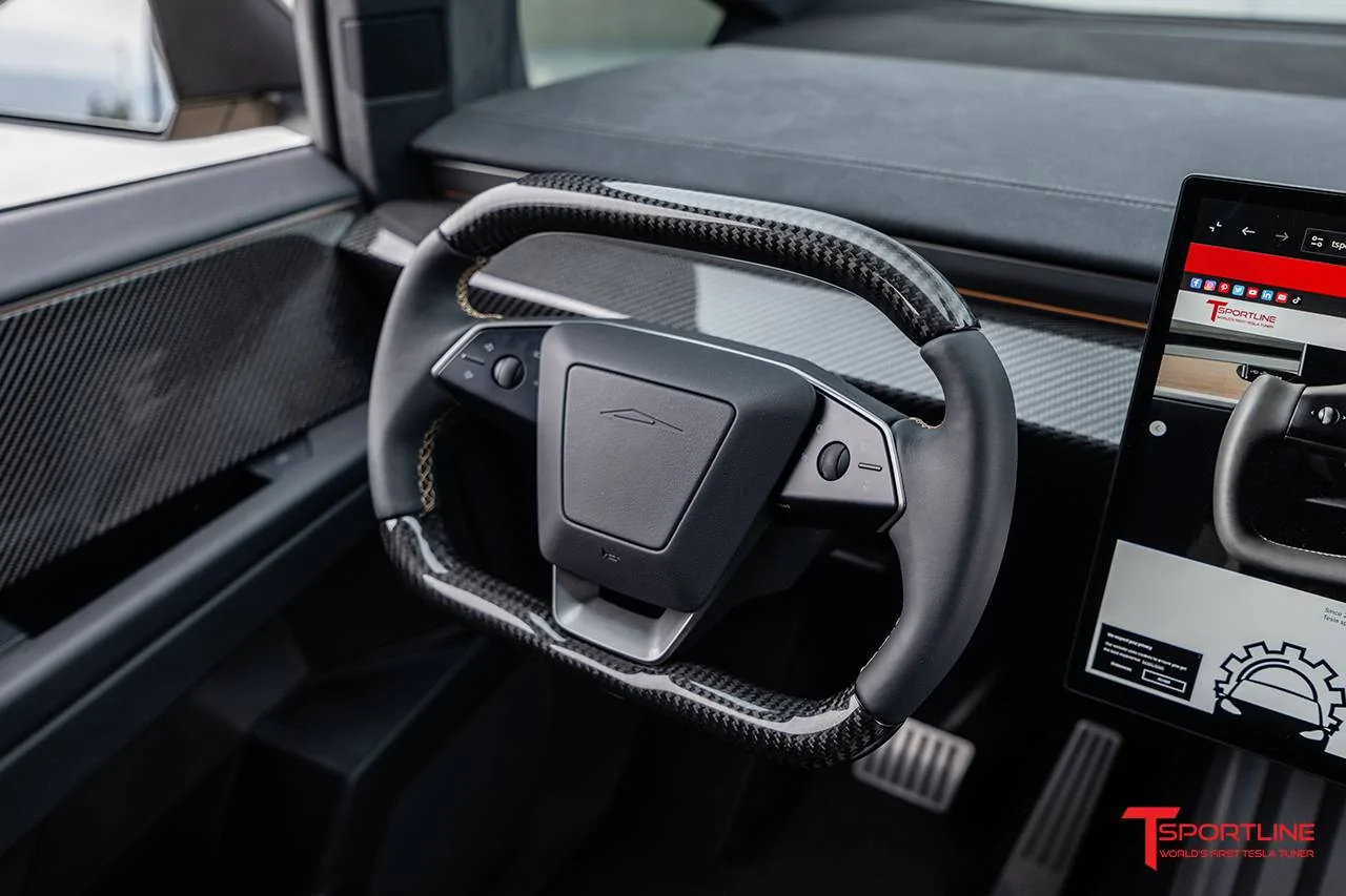 Tesla Cybertruck Custom Cybertruck Build - T Sportline - Wide Body Carbon Fiber / Full Custom Interior / Color PPF & Custom Match Wheels / Big Brake Kit tmaxx-gloss-coffee-crema-tesla-cybertruck-ferrari-black-leather-monza-suede-upgrade-09