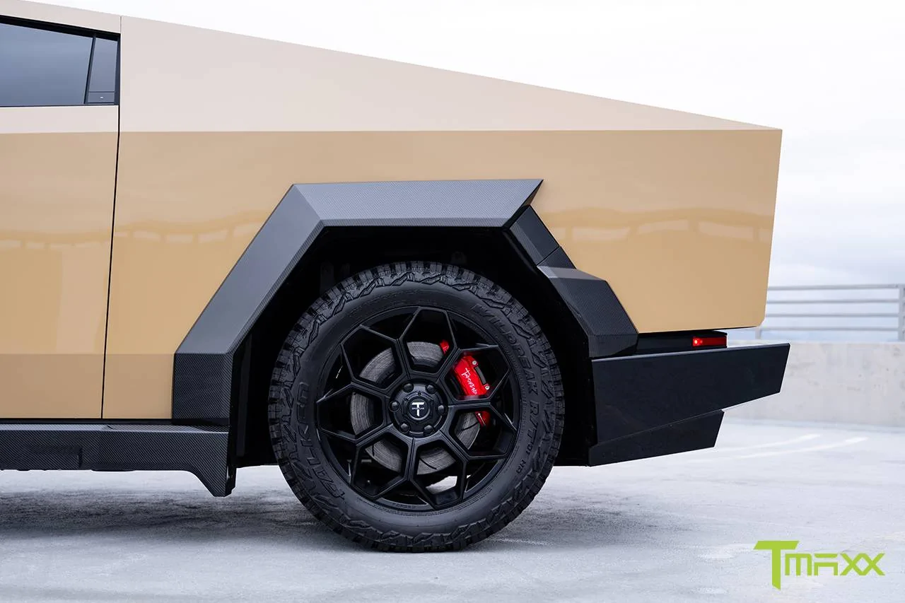 Tesla Cybertruck Custom Cybertruck Build - T Sportline - Wide Body Carbon Fiber / Full Custom Interior / Color PPF & Custom Match Wheels / Big Brake Kit tmaxx-gloss-coffee-crema-tesla-cybertruck-ct7-22-inch-satin-black-wheels-18