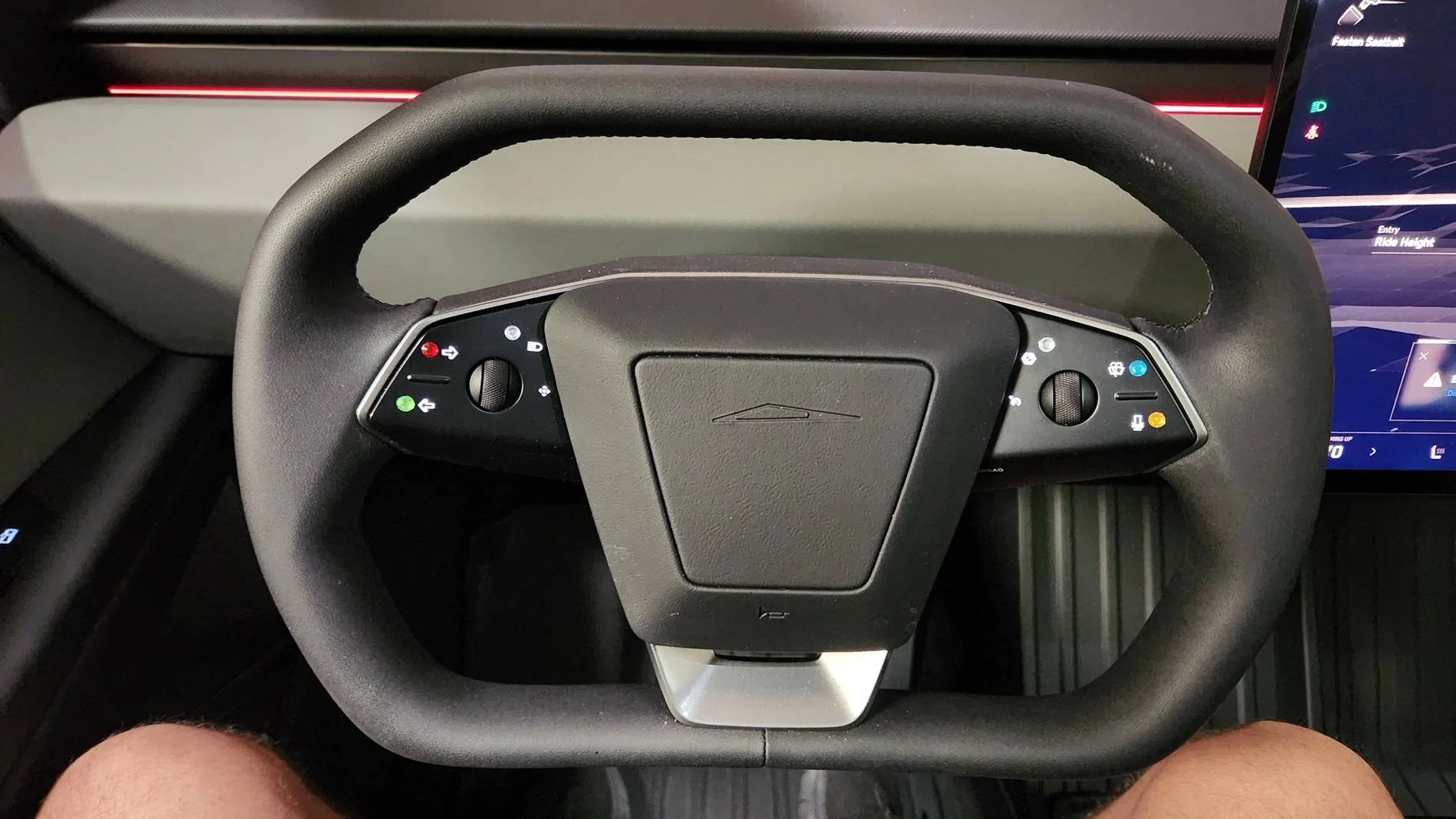 Tesla Cybertruck Marking Cybertruck steering wheel & turn signals w/ color stickers dots 20250328_061856