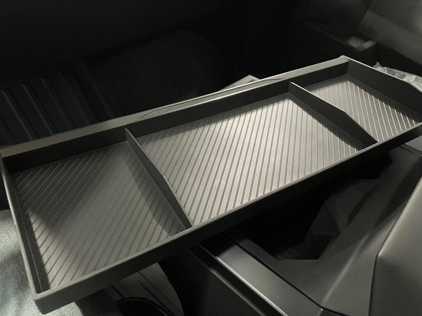 Tesla Cybertruck Basenor Behind Screen Storage Tray IMG_1346
