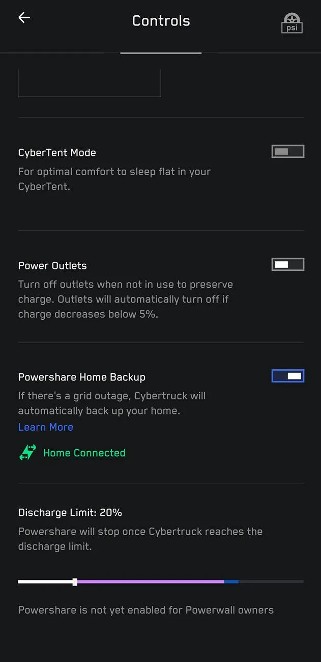 Tesla Cybertruck Cybertruck Gateway Universal Charger Powershare Issue SmartSelect_20250408_093247_Tesla