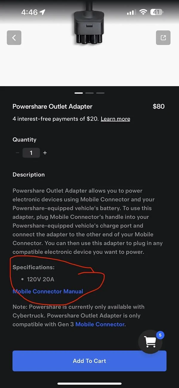 Tesla Cybertruck New: Powershare Outlet Adapter ($80) now available in Tesla Shop IMG_4564