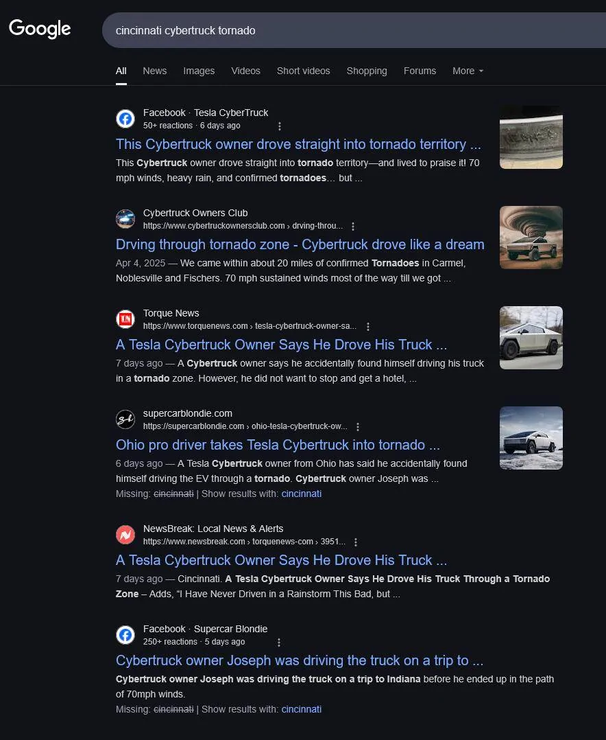 Tesla Cybertruck Drving through tornado zone - Cybertruck drove like a dream 1744555054472-12