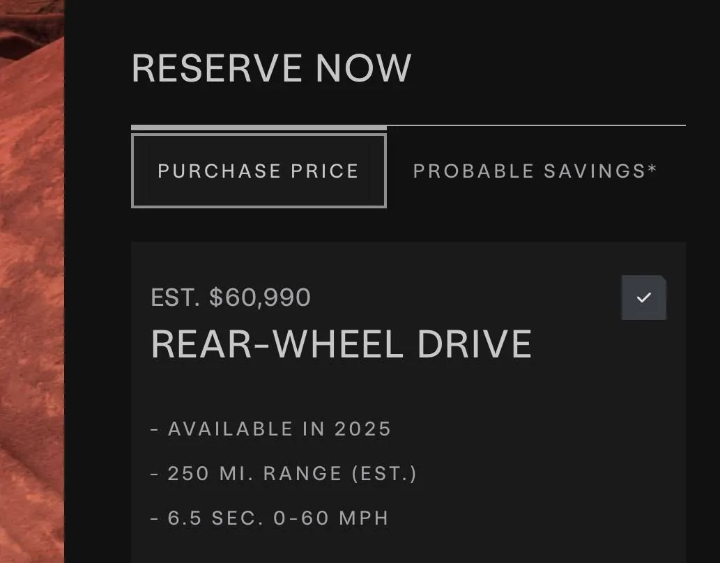 Tesla Cybertruck Long Range RWD Cybertruck launched!  362 miles range w/ soft tonneau ($62,490 w/ tax credit) Untitled