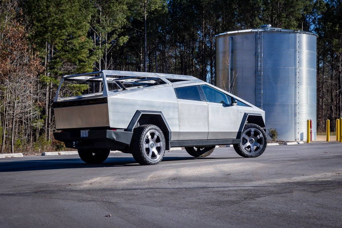 Tesla Cybertruck Stainless tailgate cap and sail panels CyberRakOpenRackP1+Web