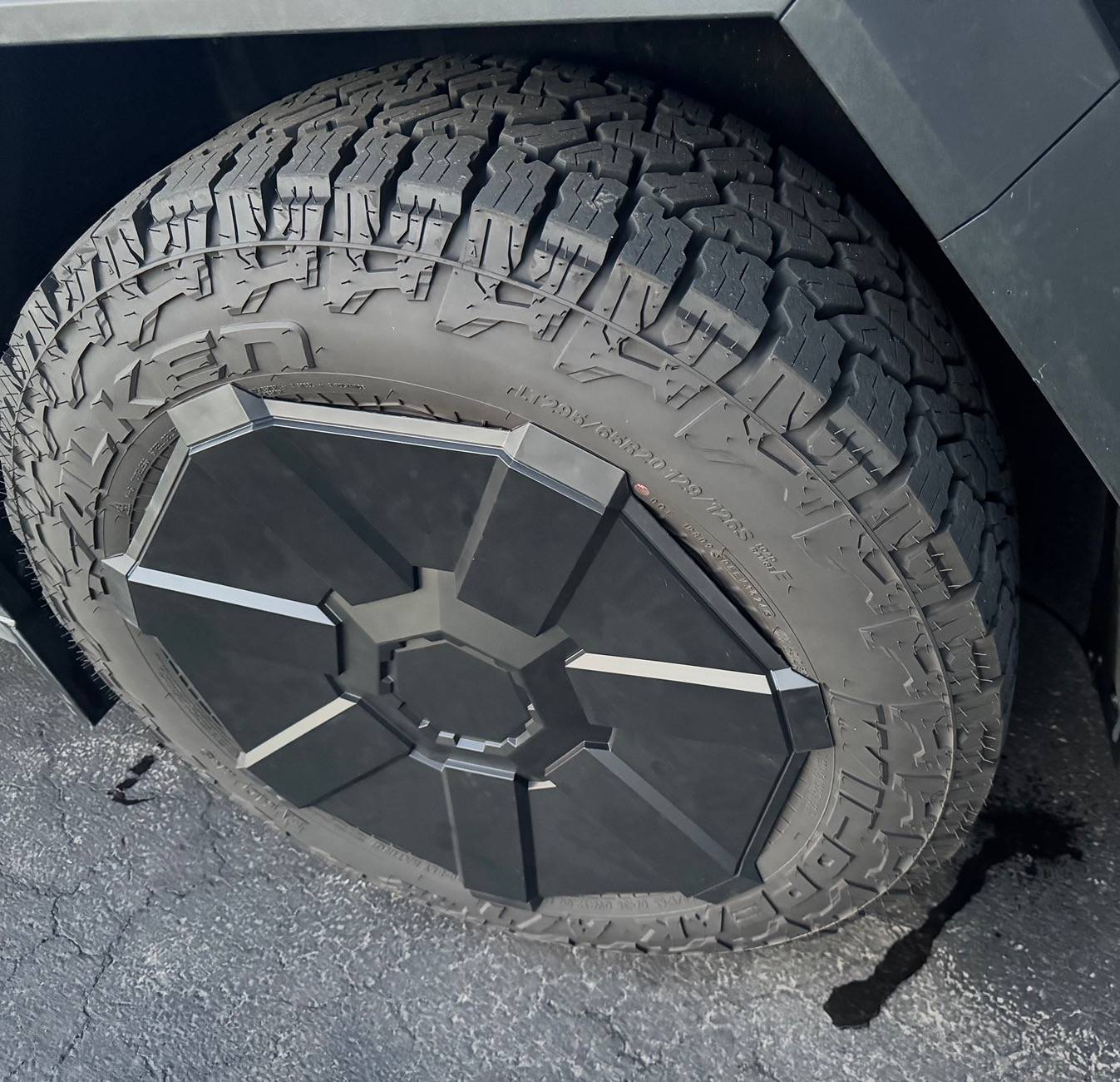 Tesla Cybertruck Cybertruck hubcaps do these fit on my bigger tires? IMG_5419