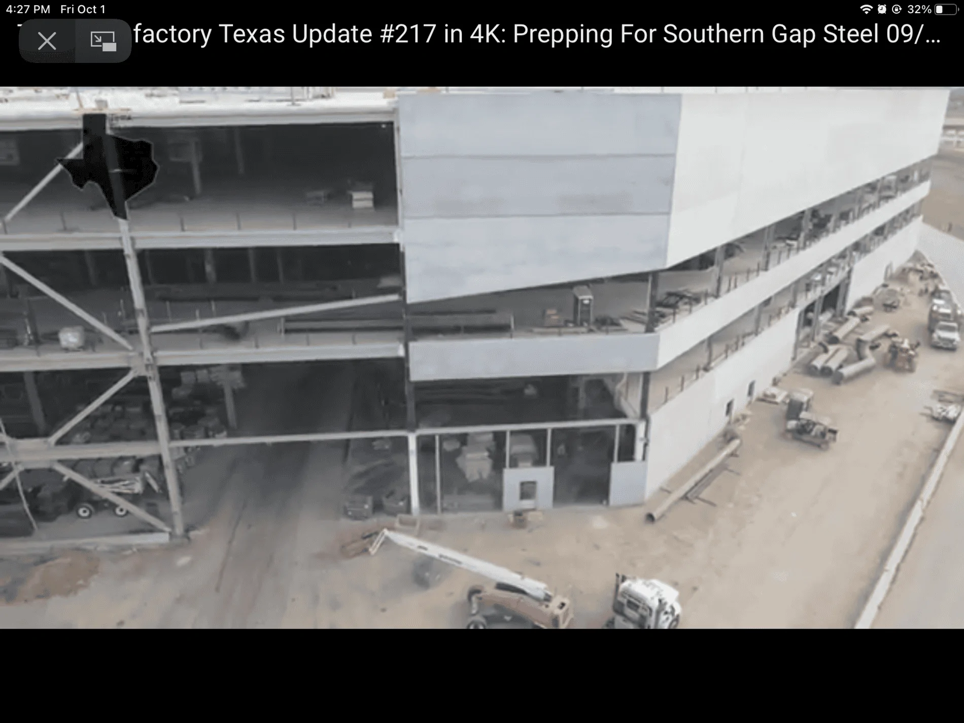 Tesla Cybertruck Giant Cybertruck silhouette starting to appear on GigaTexas factory facade E24D23E2-8914-40ED-9264-BD4835C3FE1D