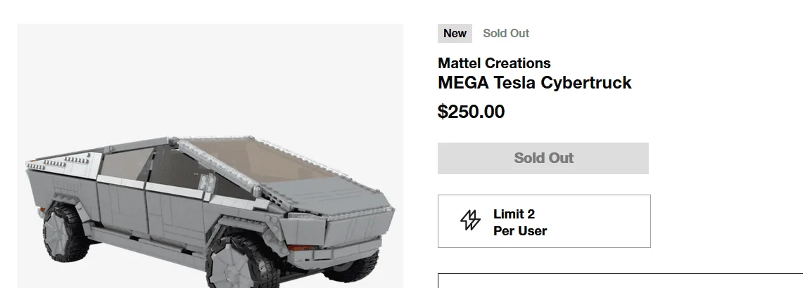 Tesla Cybertruck MEGA X Cybertruck Announced by Mattel - 3,000 Piece Lego-Style Truck Cybertruck