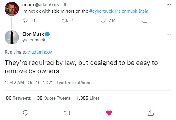 Tesla Cybertruck ? New Cybertruck video showing (removable) side mirrors, rear wheel steering, turning radius! 1634665775981
