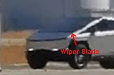 Tesla Cybertruck 📸 Cybertruck spotted with windshield wipers, side mirrors, wheel aero covers removed, staggered wheels/tires! 1634684460496