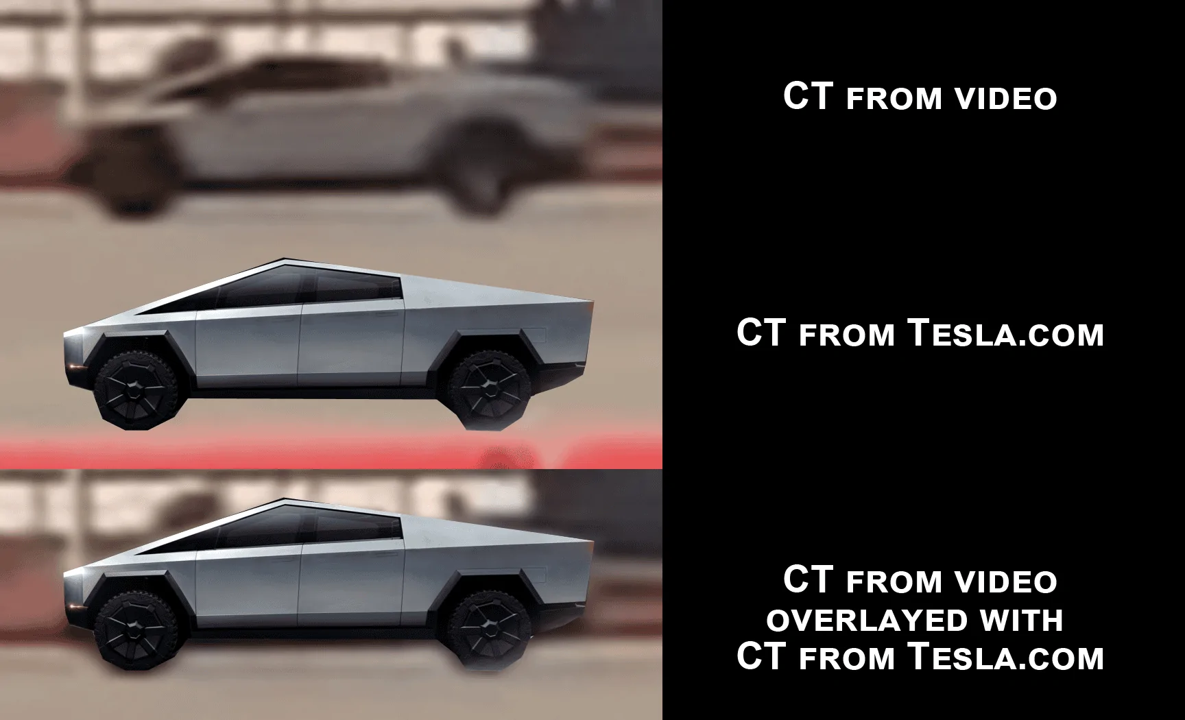 Tesla Cybertruck 📸 Cybertruck spotted with windshield wipers, side mirrors, wheel aero covers removed, staggered wheels/tires! CT