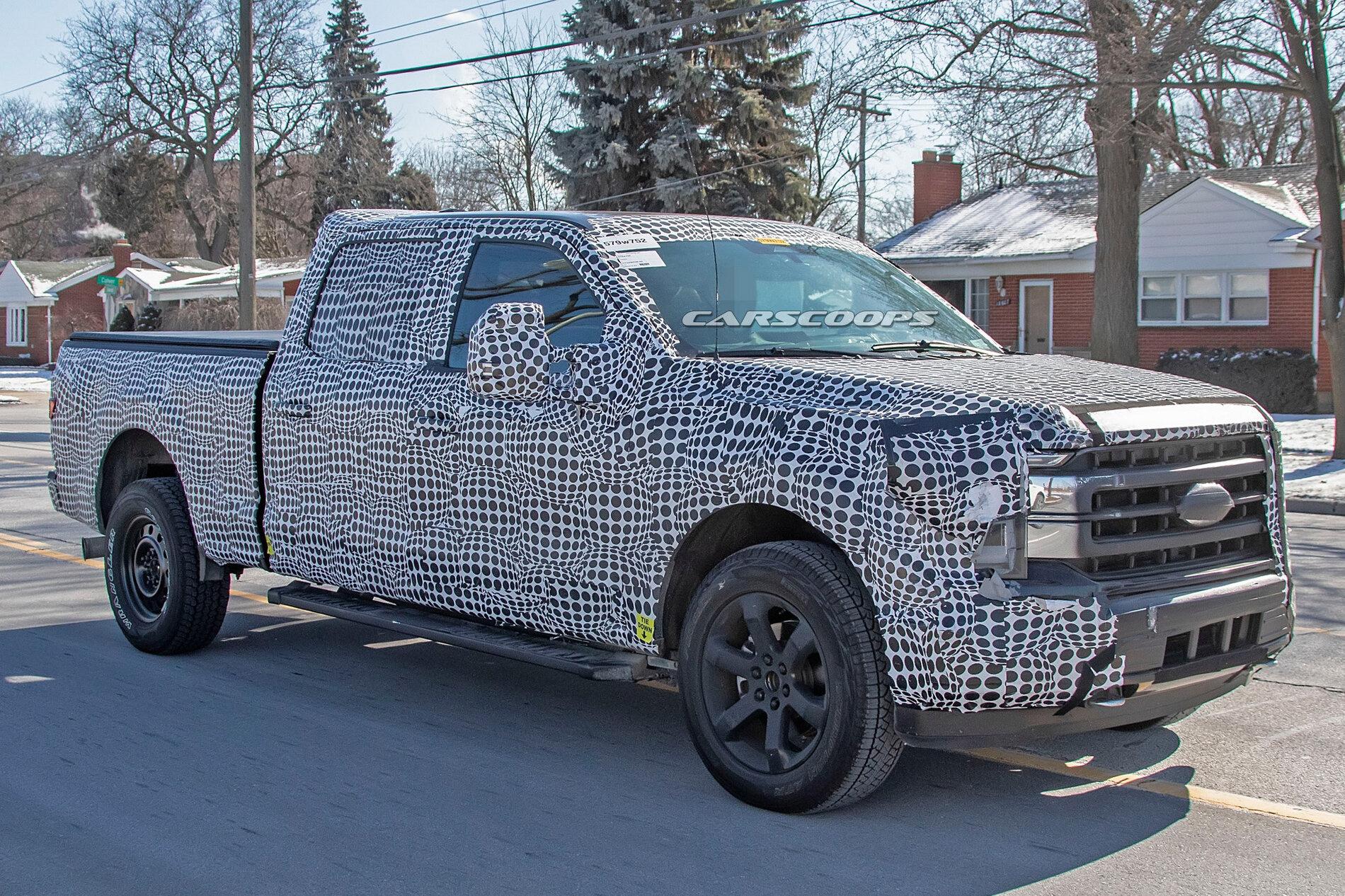Tesla Cybertruck ? New Cybertruck video showing (removable) side mirrors, rear wheel steering, turning radius! 2021-ford-f150-prototype-spy-12