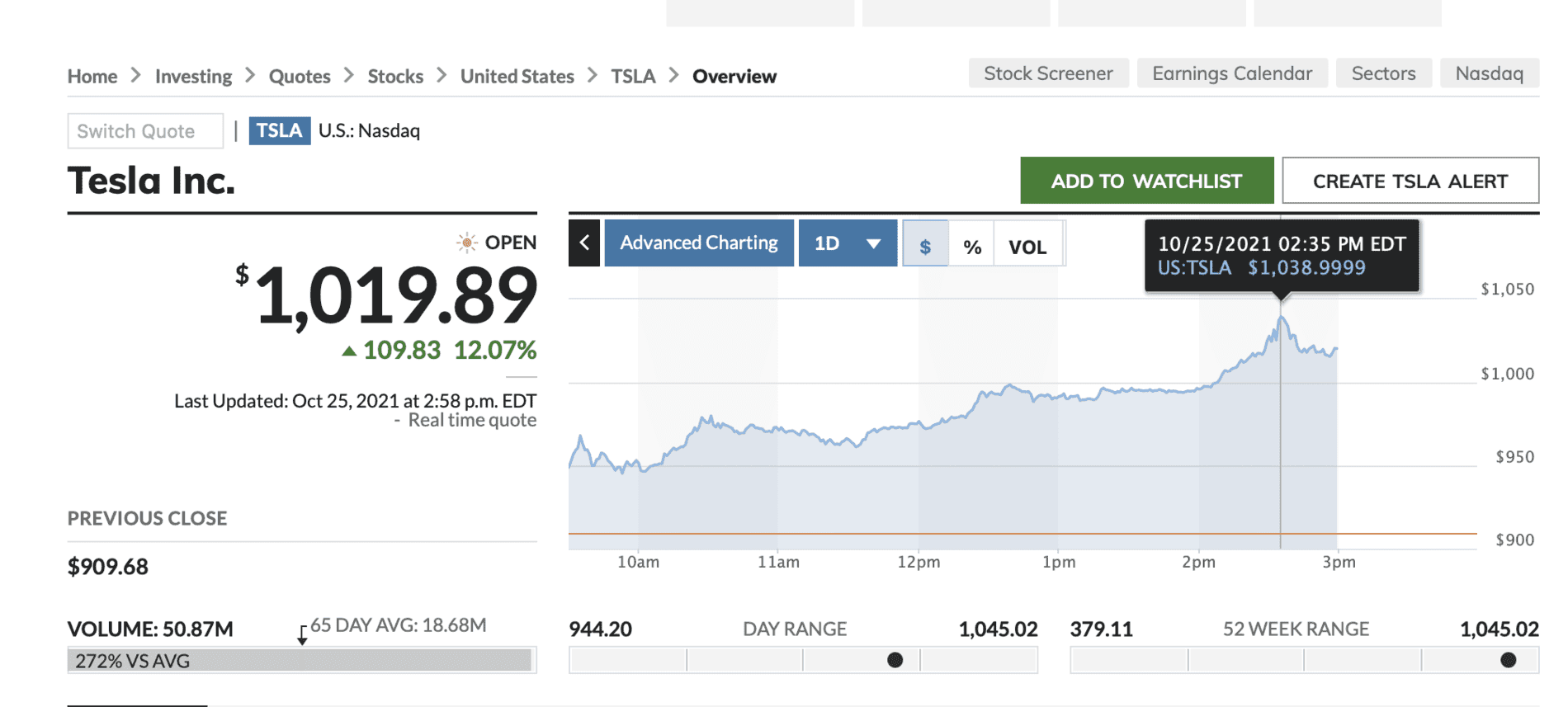 Tesla Cybertruck TSLA just broke 1000 Screen Shot 2021-10-25 at 11.58.45 AM