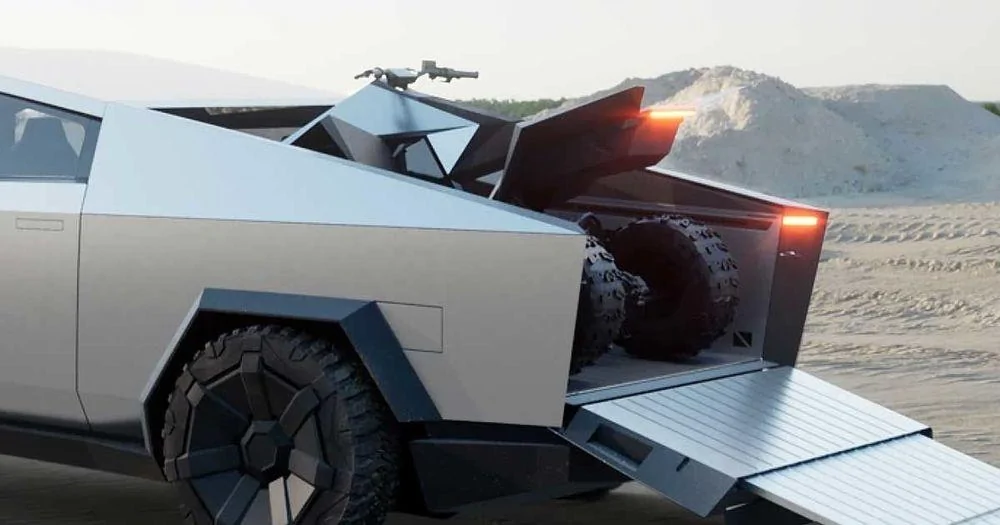 Tesla Cybertruck Stowing cyberATV in the bed 886C9EA1-B716-4A22-8BE3-34024EC2B3EE