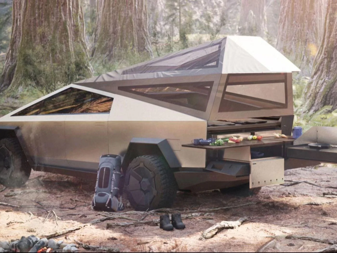 Tesla Cybertruck Why the vault is too claustrophobic for sleeping and a tiny topper will make all the difference 1574405905236565