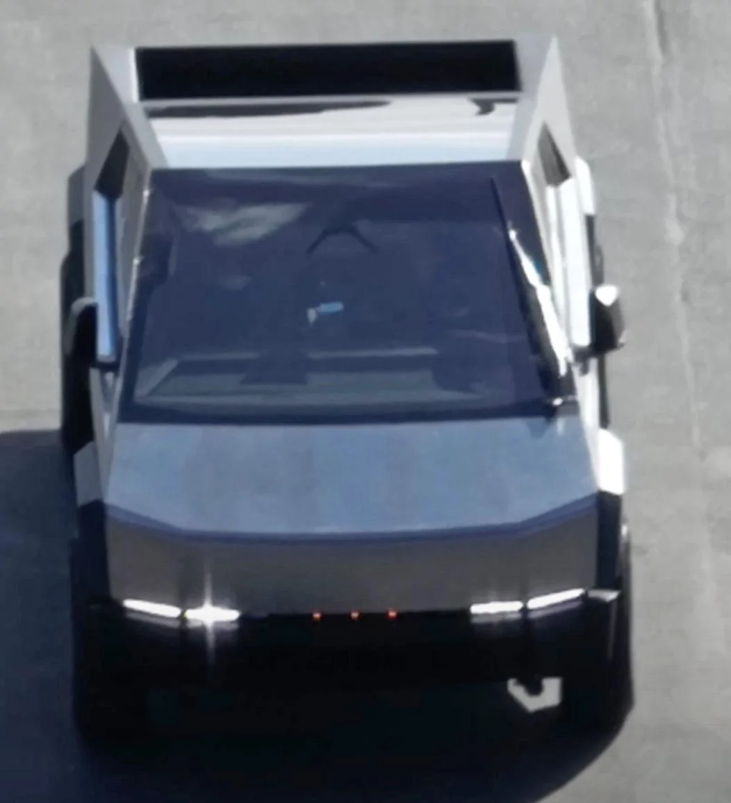 Tesla Cybertruck ? [Update: NOT Production Wiper] New Cybertruck design spied! Shortened front, no door handles, side mirrors, curved windshield glass! [Dec. 10] cybertruck-front