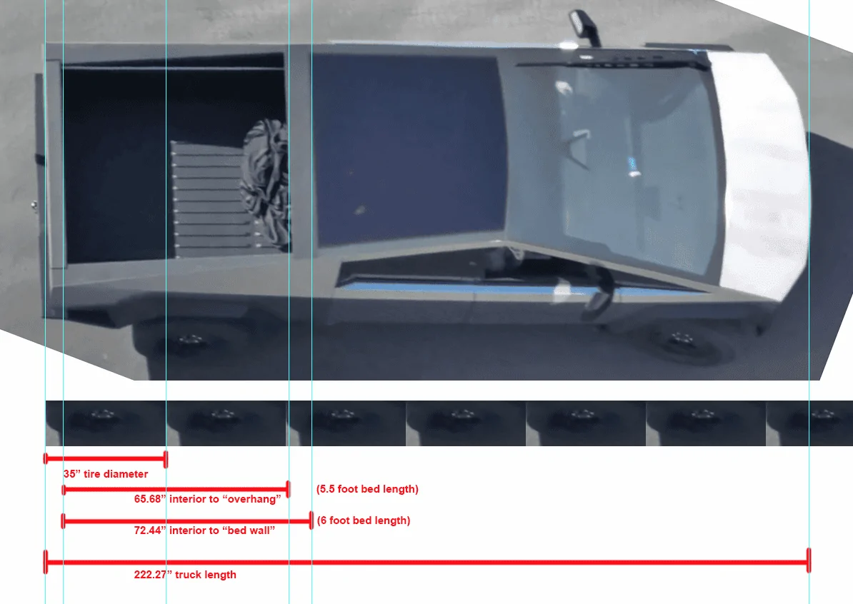 Tesla Cybertruck ? [Update: NOT Production Wiper] New Cybertruck design spied! Shortened front, no door handles, side mirrors, curved windshield glass! [Dec. 10] ct bed measurements approx