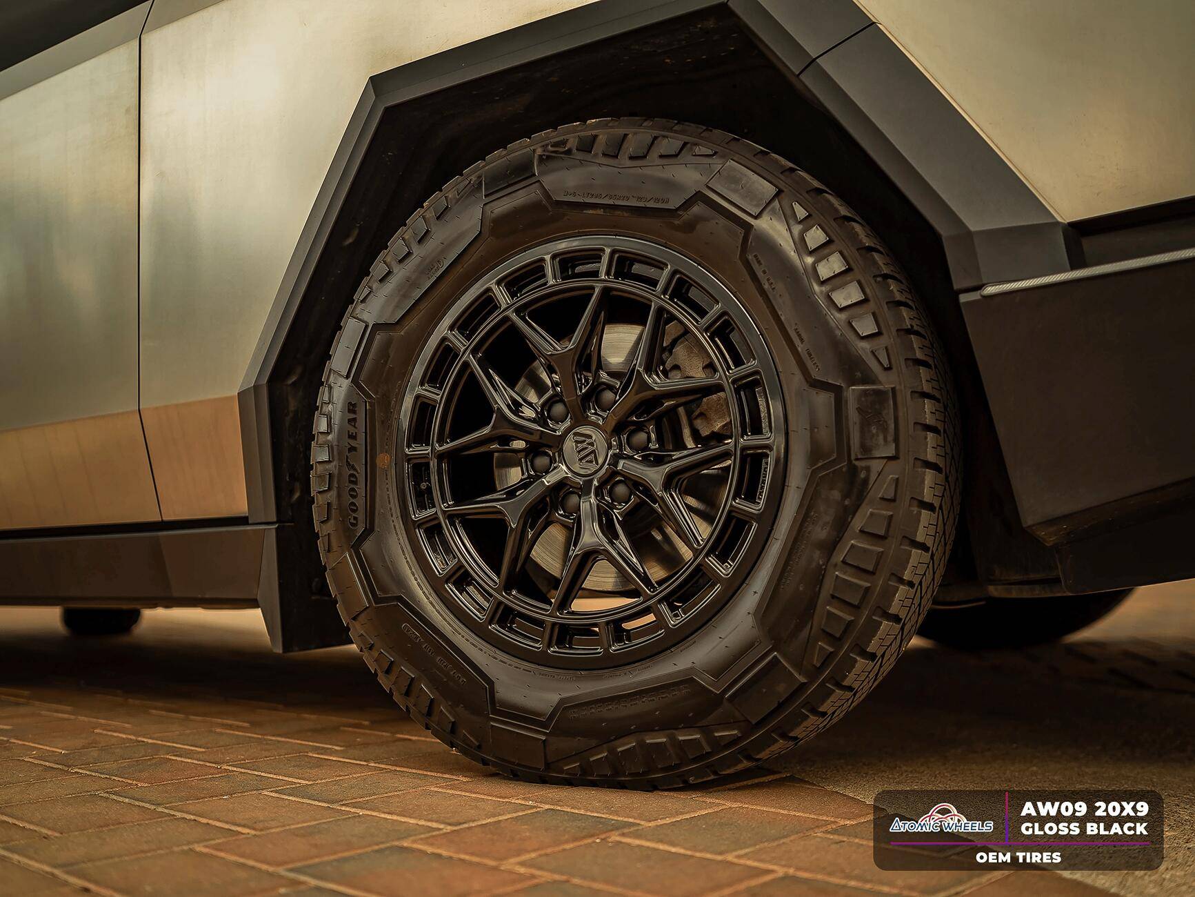 Tesla Cybertruck Fully Forged Atomic Wheels for Tesla Cybetruck AW09_20_GlossBlack_CT_Stamp_1