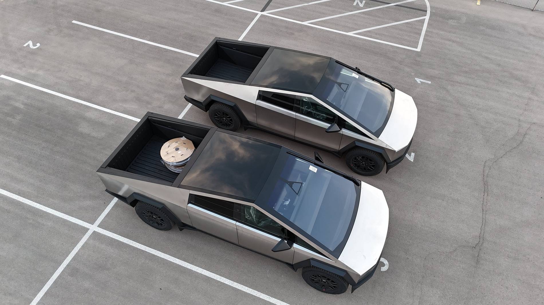Tesla Cybertruck Production Long Range RWD Cybertruck first sighting at Giga Texas today First verified RWD Cybertruck spotted at Giga Texas today 2