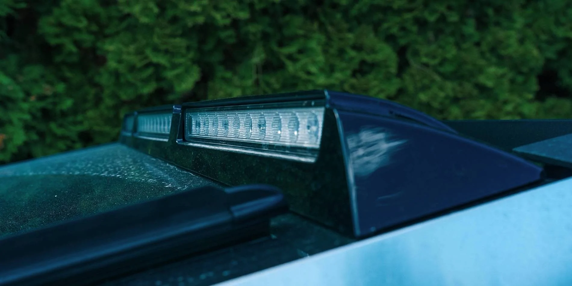 Tesla Cybertruck Installed OEM like Lightbar on the windshield IMG_3392