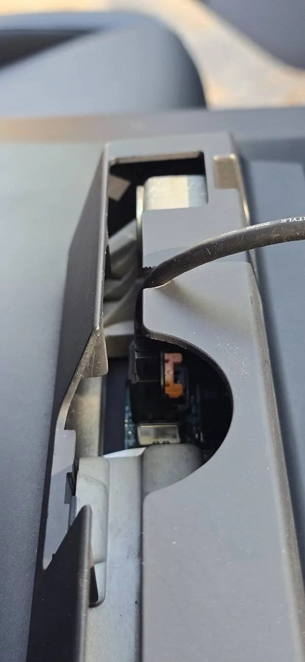 Tesla Cybertruck Failed screen tilt install - USB-C interference 20250413_162848
