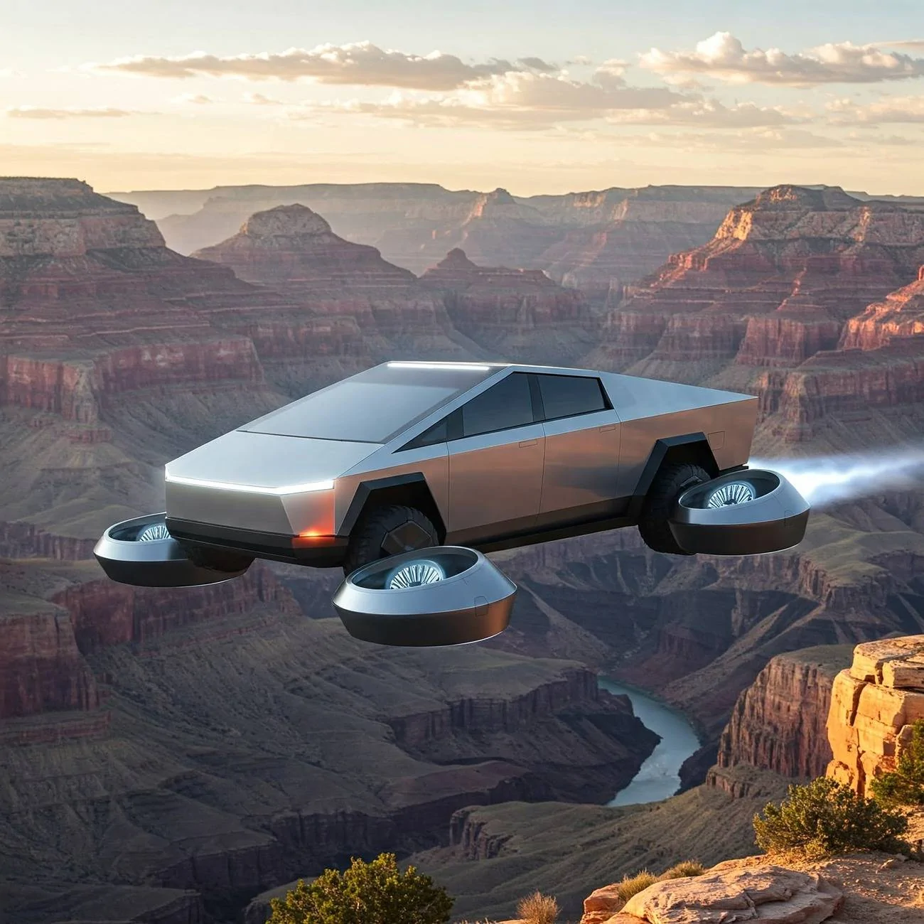 Tesla Cybertruck 🚀 What If Your Cybertruck Could FLY? Tell Us How You'd Take Off! 🚀 Gemini_Generated_Image_c9c4yxc9c4yxc9c4
