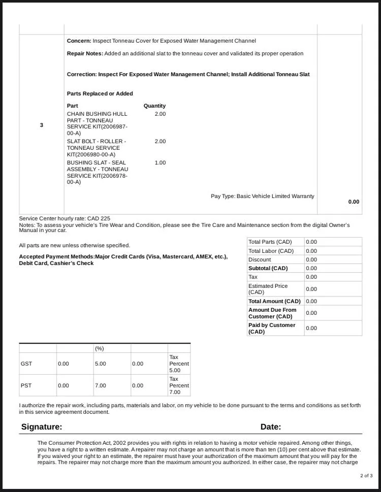 Tesla Cybertruck Tonneau cover gap issue fixed by Service Center under warranty IMG_4723