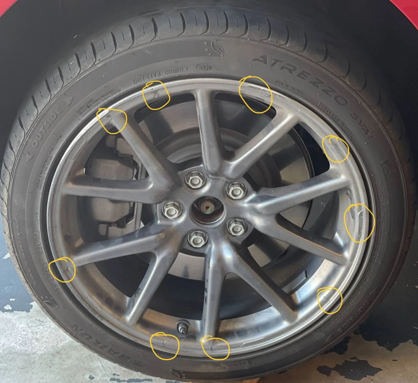 Tesla Cybertruck New wheel covers scratched all 4 of my rims IMG_0557